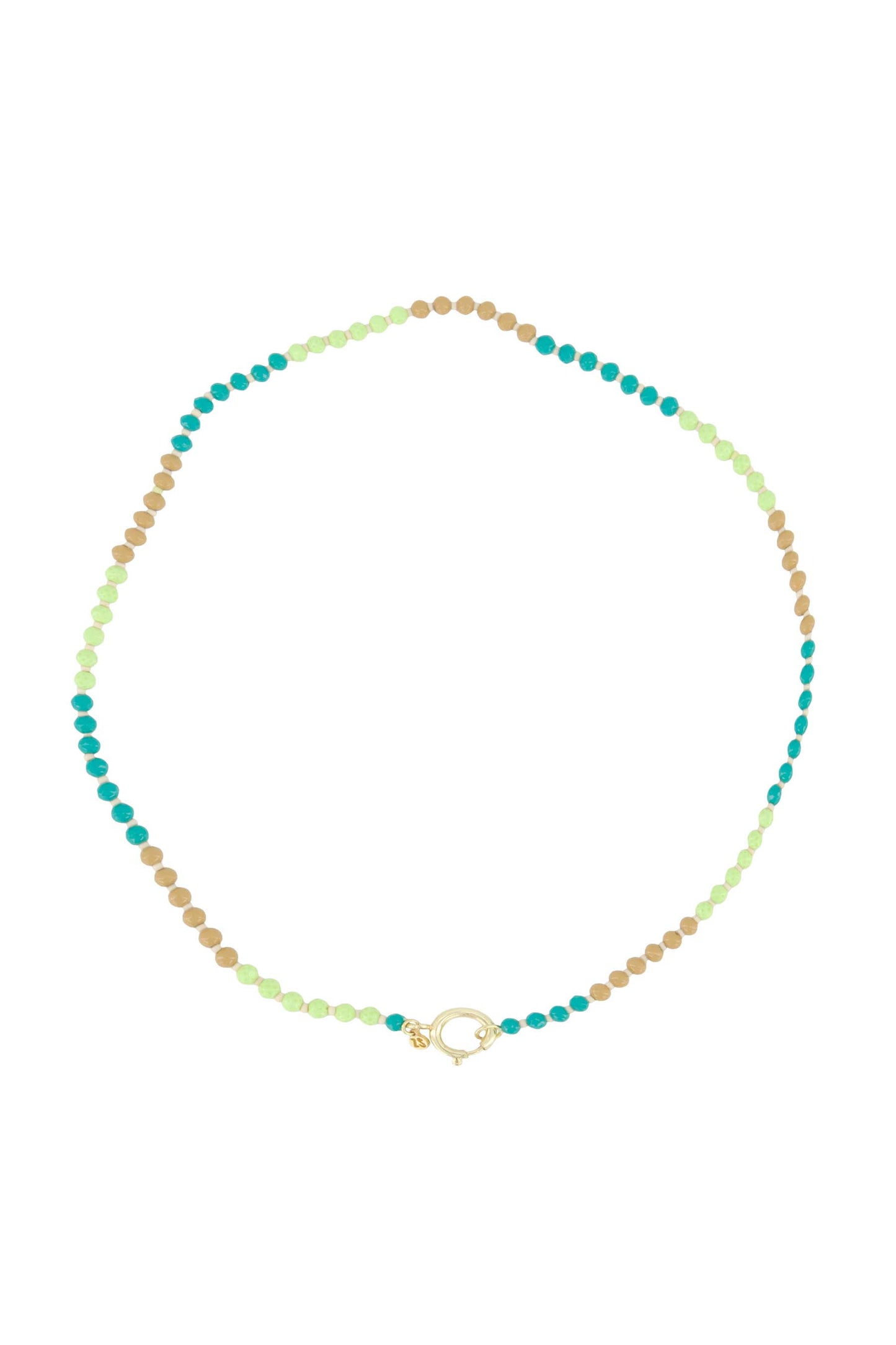 Zusss Ketting van mix kraaltjes lime / turquoise