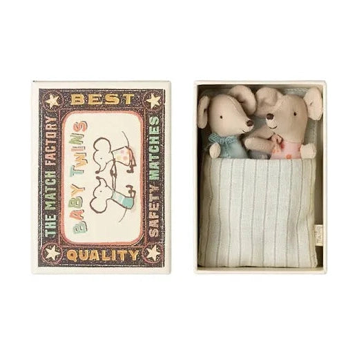 Maileg twins baby mice in matchbox