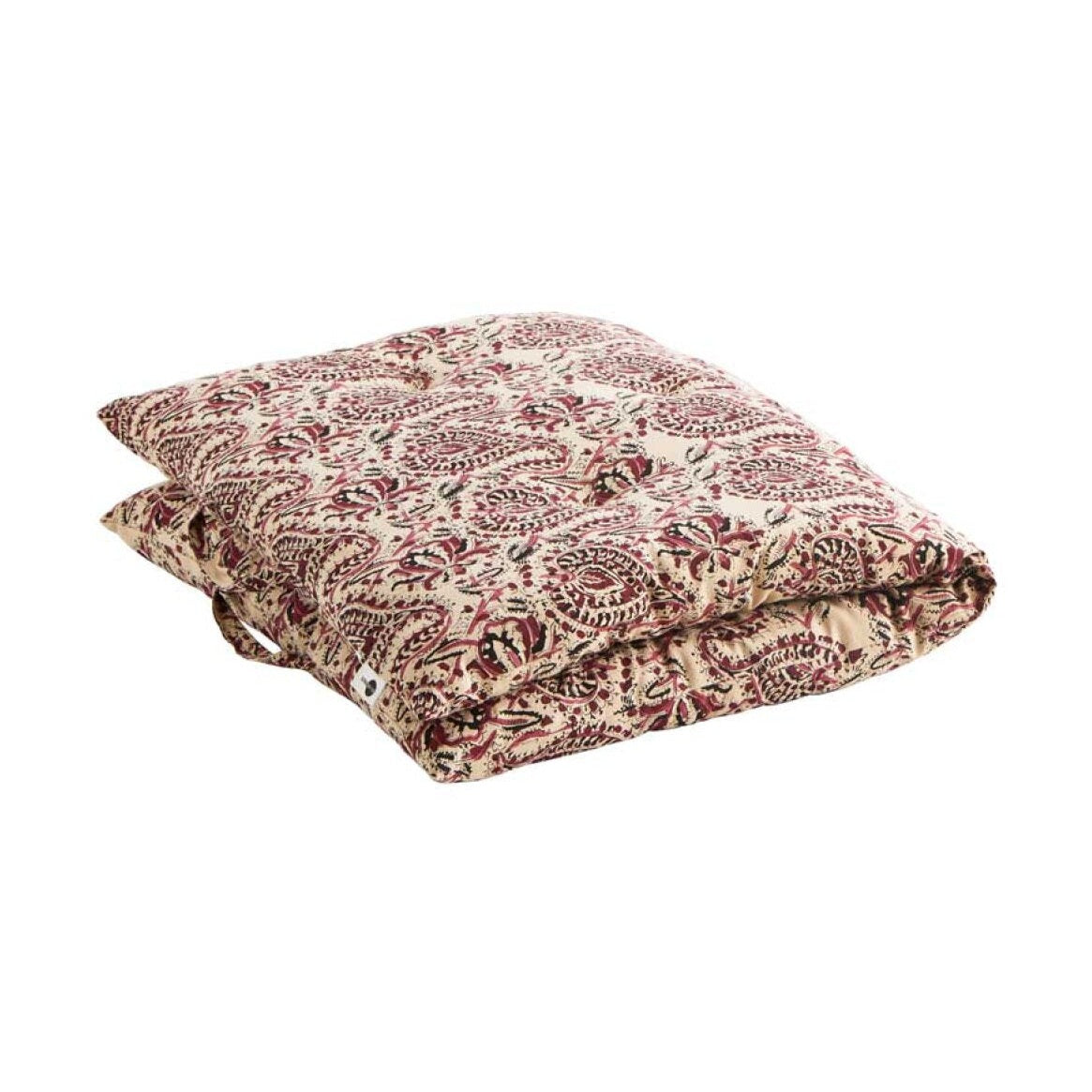 Printed cotton mattress rood/ creme