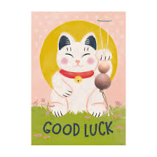 Blossombs ansichtkaart lucky cat