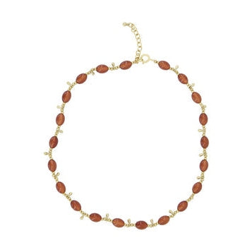 Zusss ketting met kralen bruin / goud