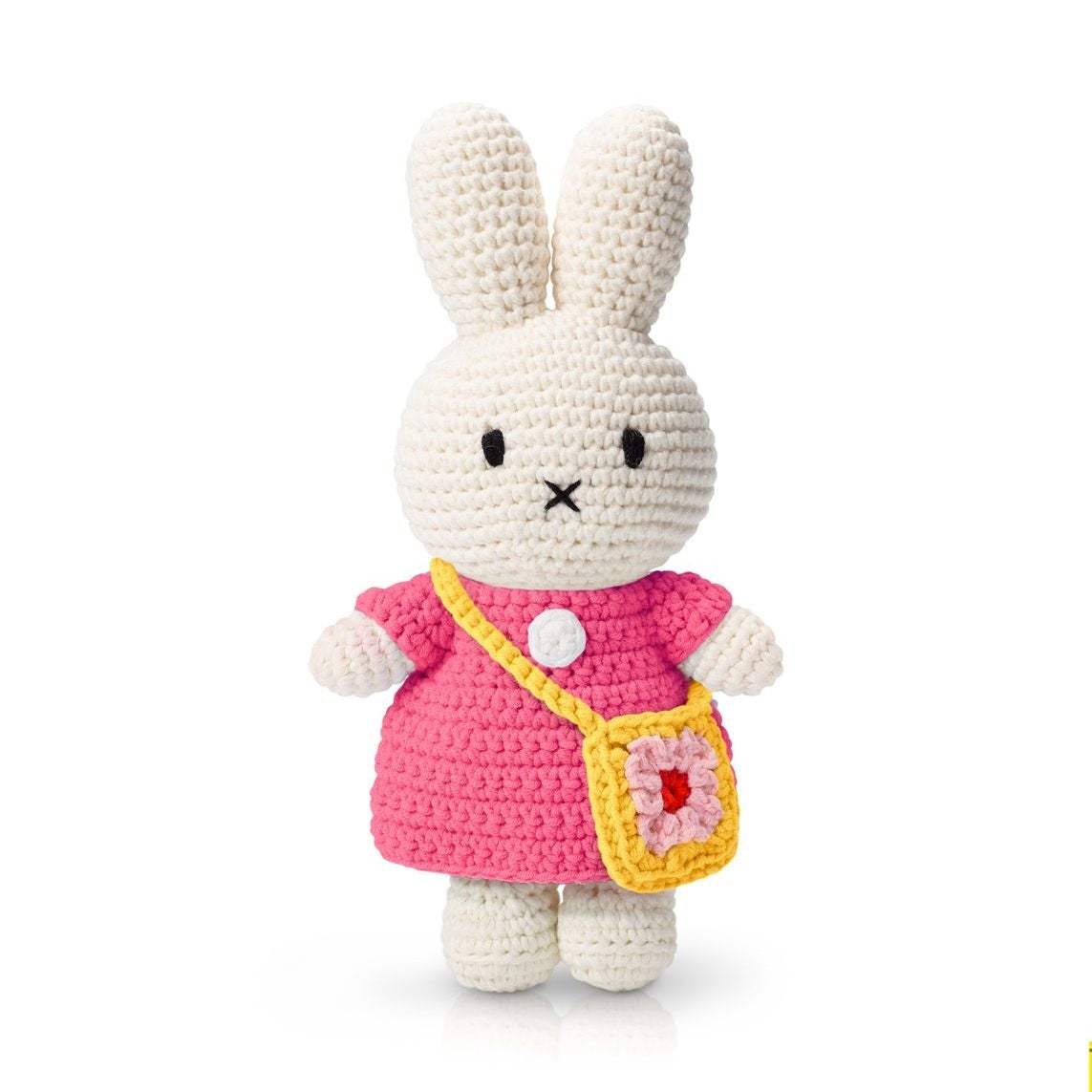 Just dutch miffy / nijntje handmade and her pastel pink dress + flower bag