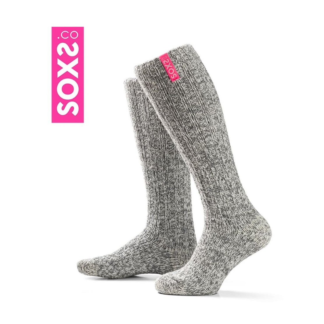 Soxs Sox3110 originals kniehoog grijze wol bubble gum 37-41