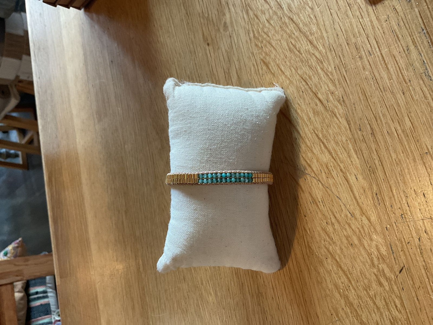 Ibu bracelet bamboo stones 2 row amazonite