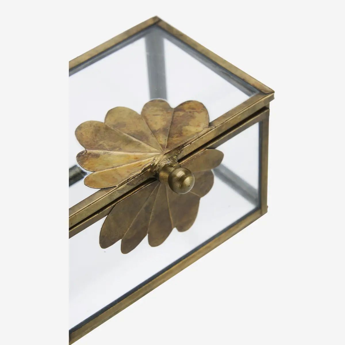 Madam stoltz glass box w brass leaf