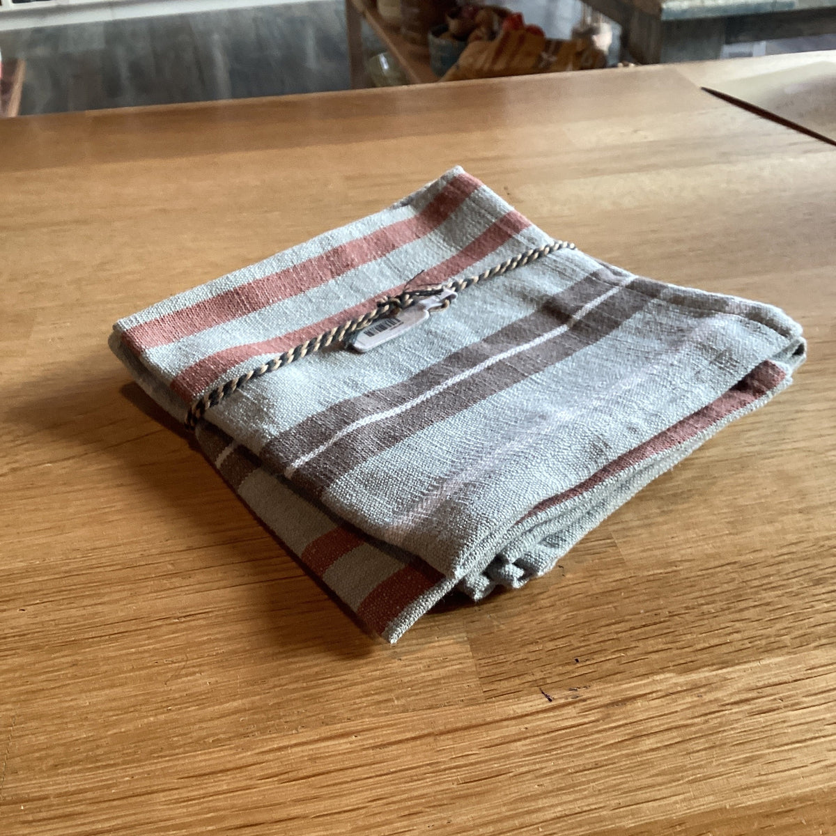 Servetten katoen streep blauw set van 4