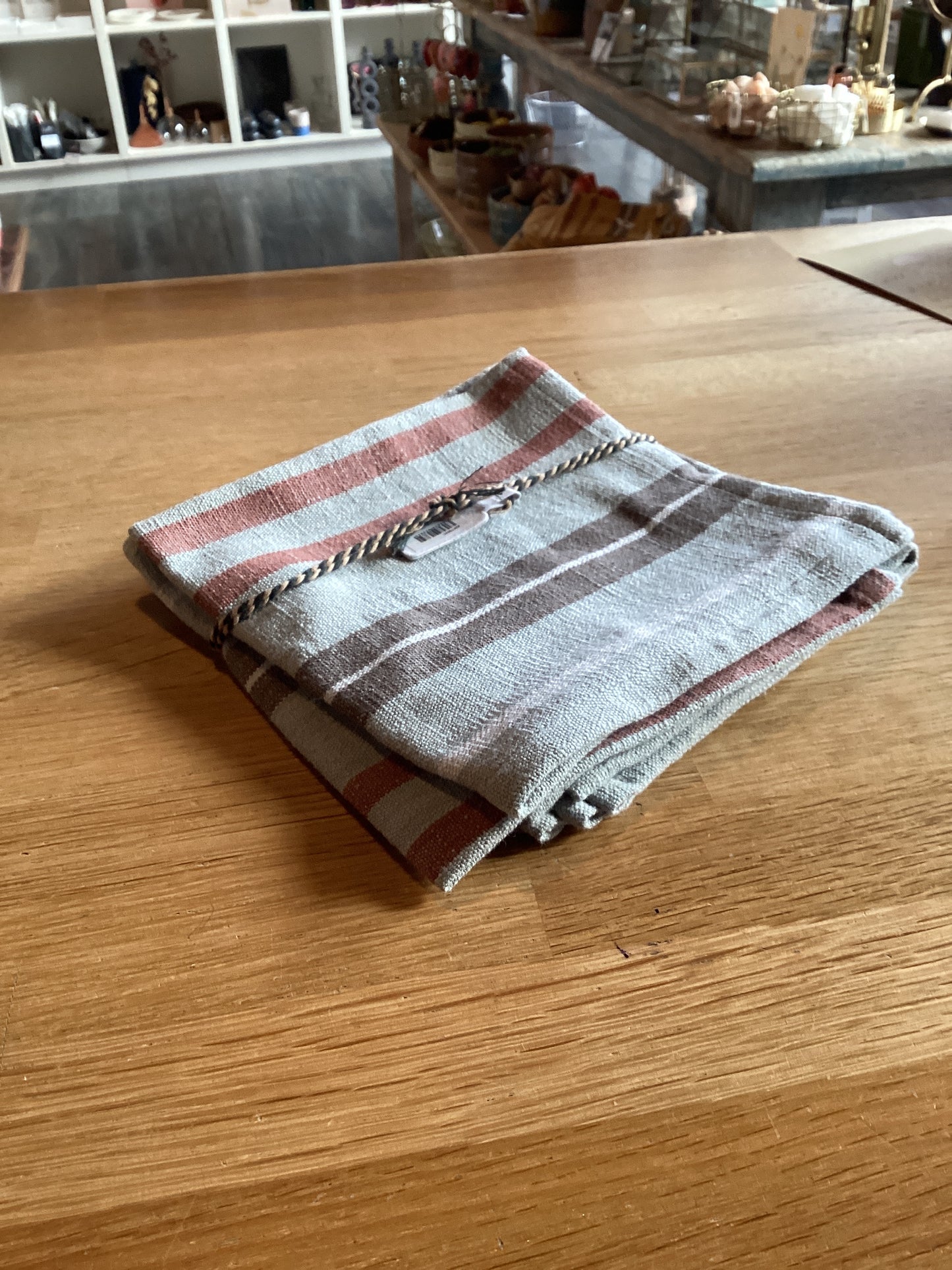 Servetten katoen streep blauw set van 4