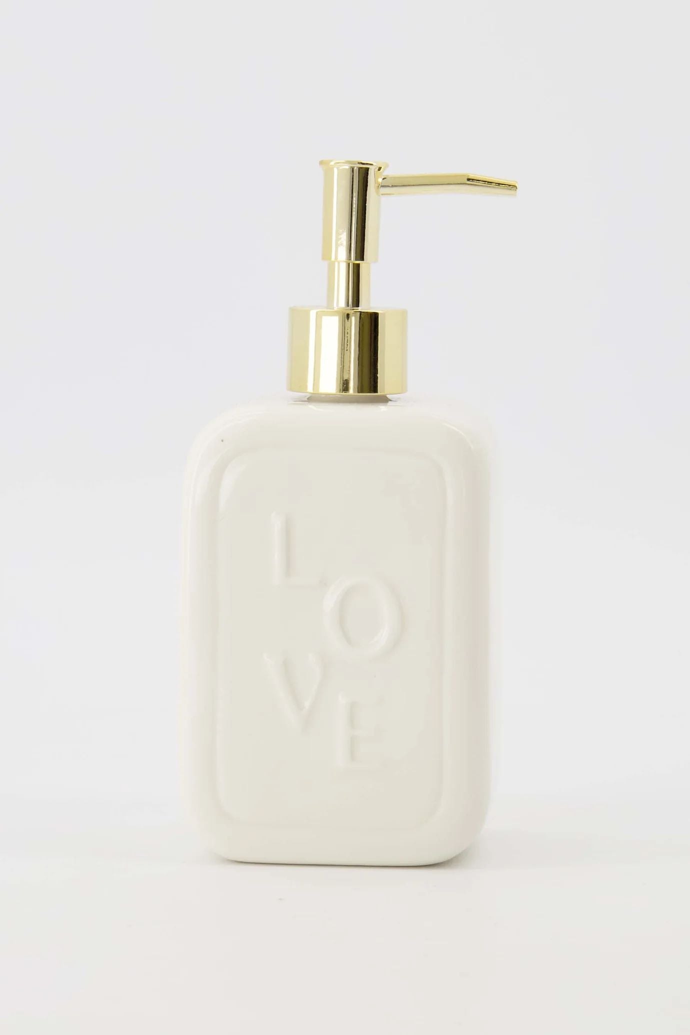 Zeeppomp keramiek love wit/goud