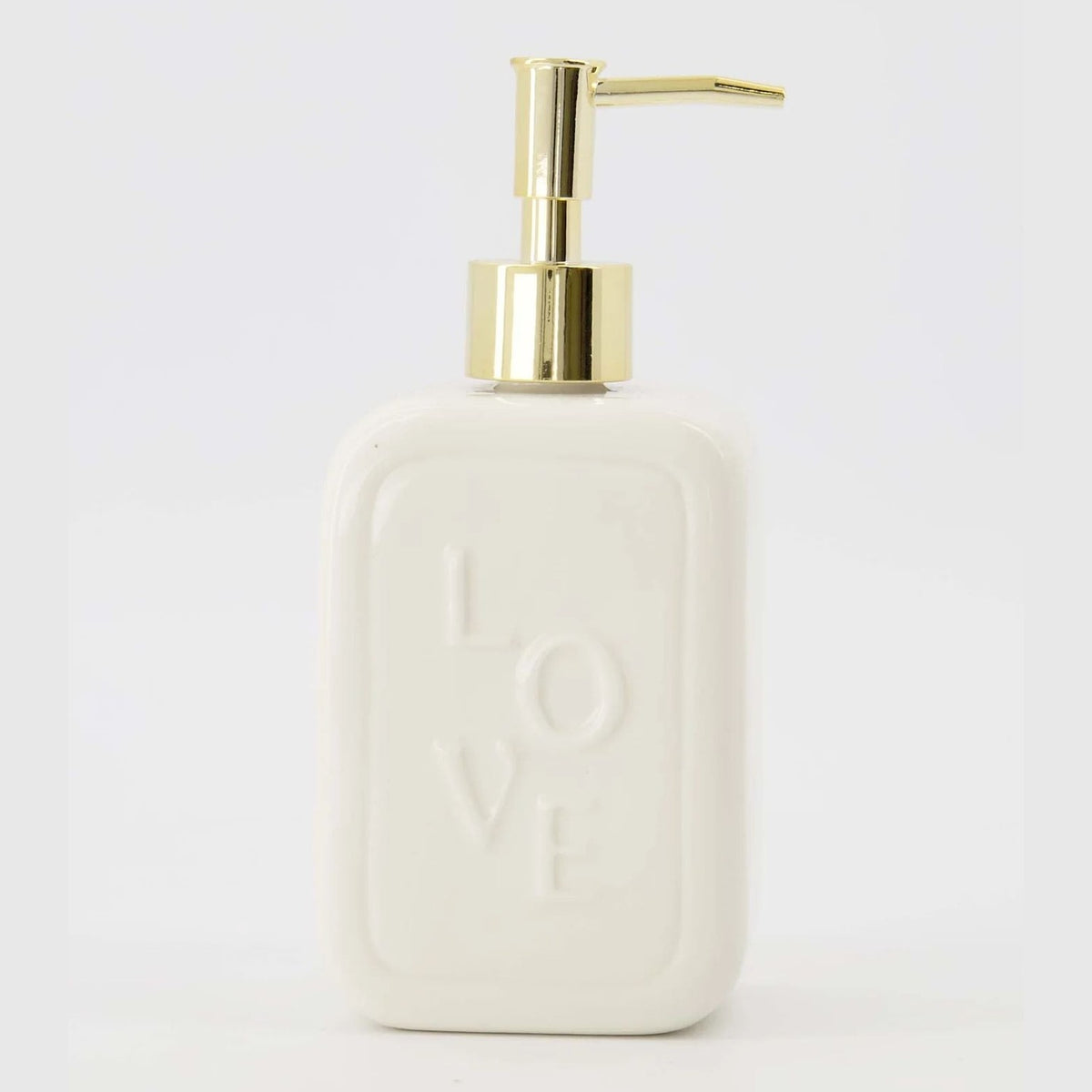 Zeeppomp keramiek love wit/goud