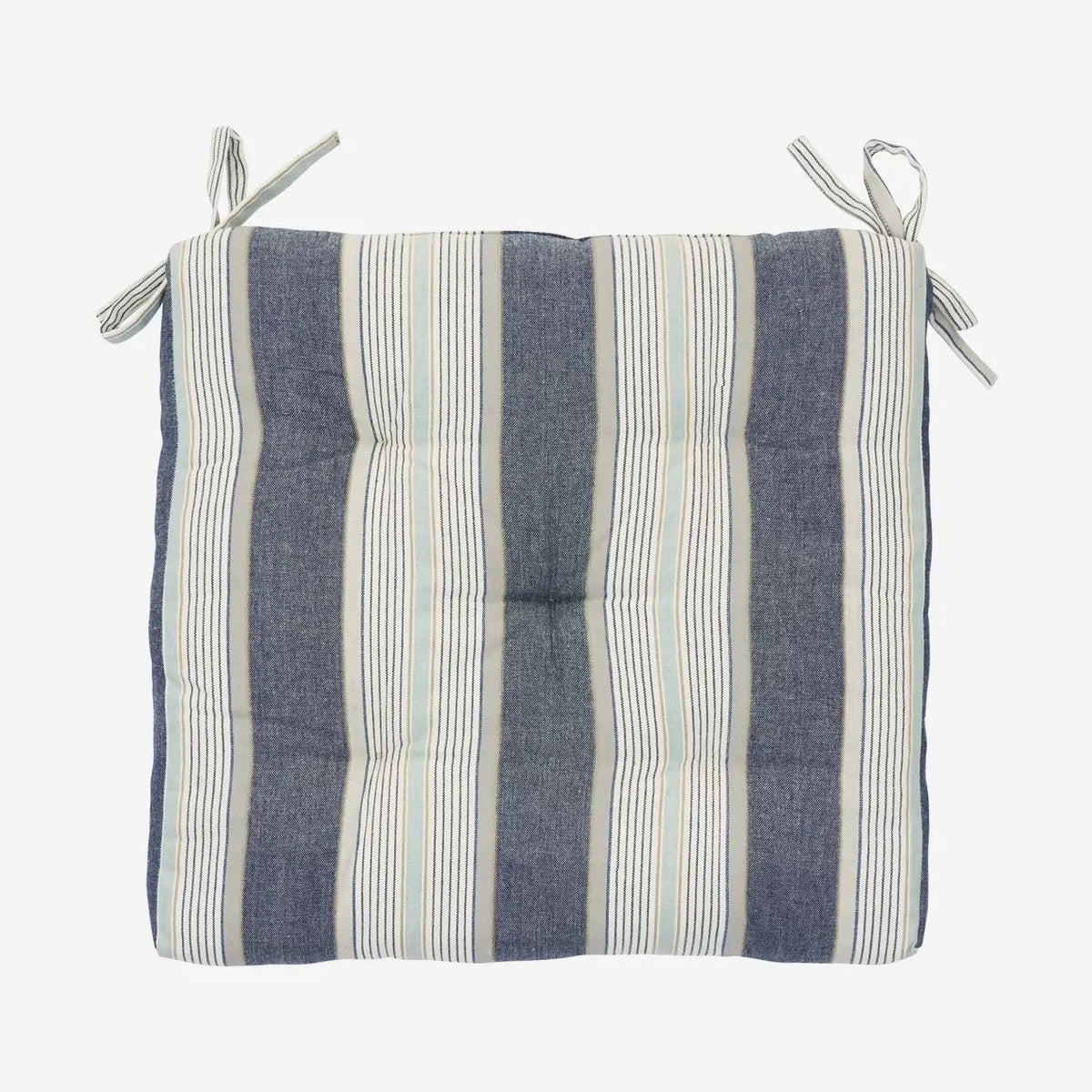 Madam Stoltz striped cotton chair pad Blue