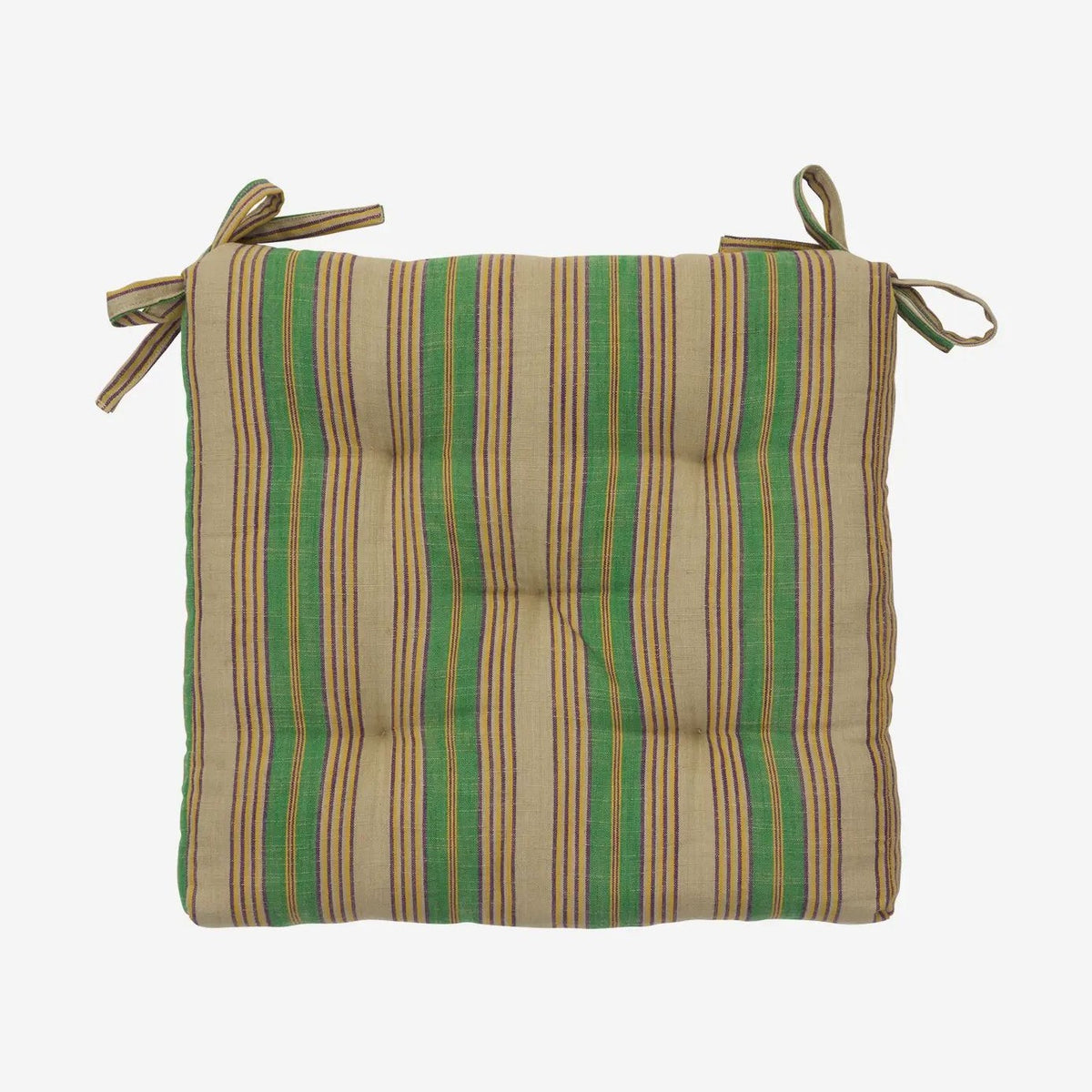 Madam Stoltz striped cotton chair pad camel