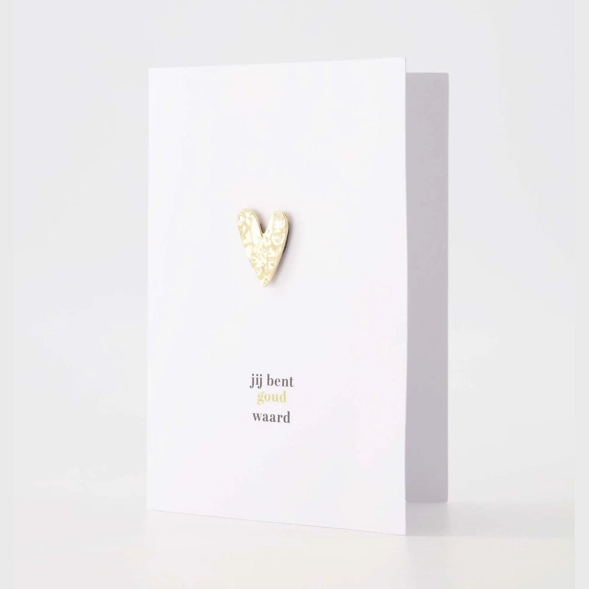 Wenskaart Magneet Hartje Jij Bent Goud Waard Wit/Goud