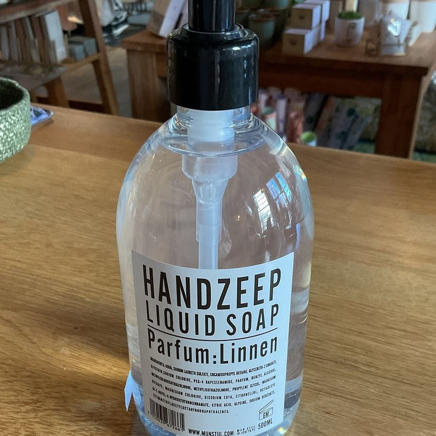 Mijn stijl handzeep parfum linnen 500ml wit zwart etiket