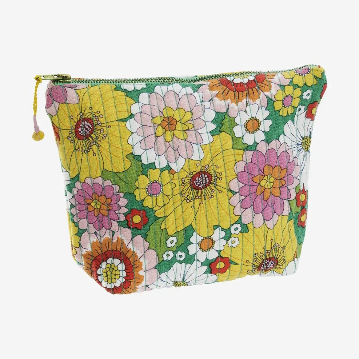 Madam stoltz quilted cotton washbag flower