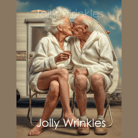 Jolly wrinkles ansichtkaart camping kusje
