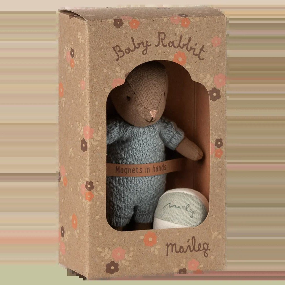Maileg rabbit set micro brown blue