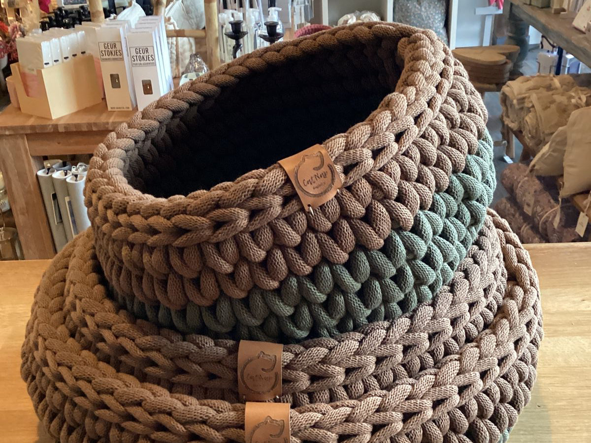 CatNapBasket Avocado/mokka maat S