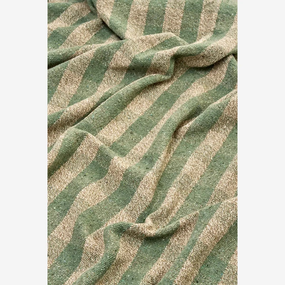 Madam stoltz recycled cotton throw green beige