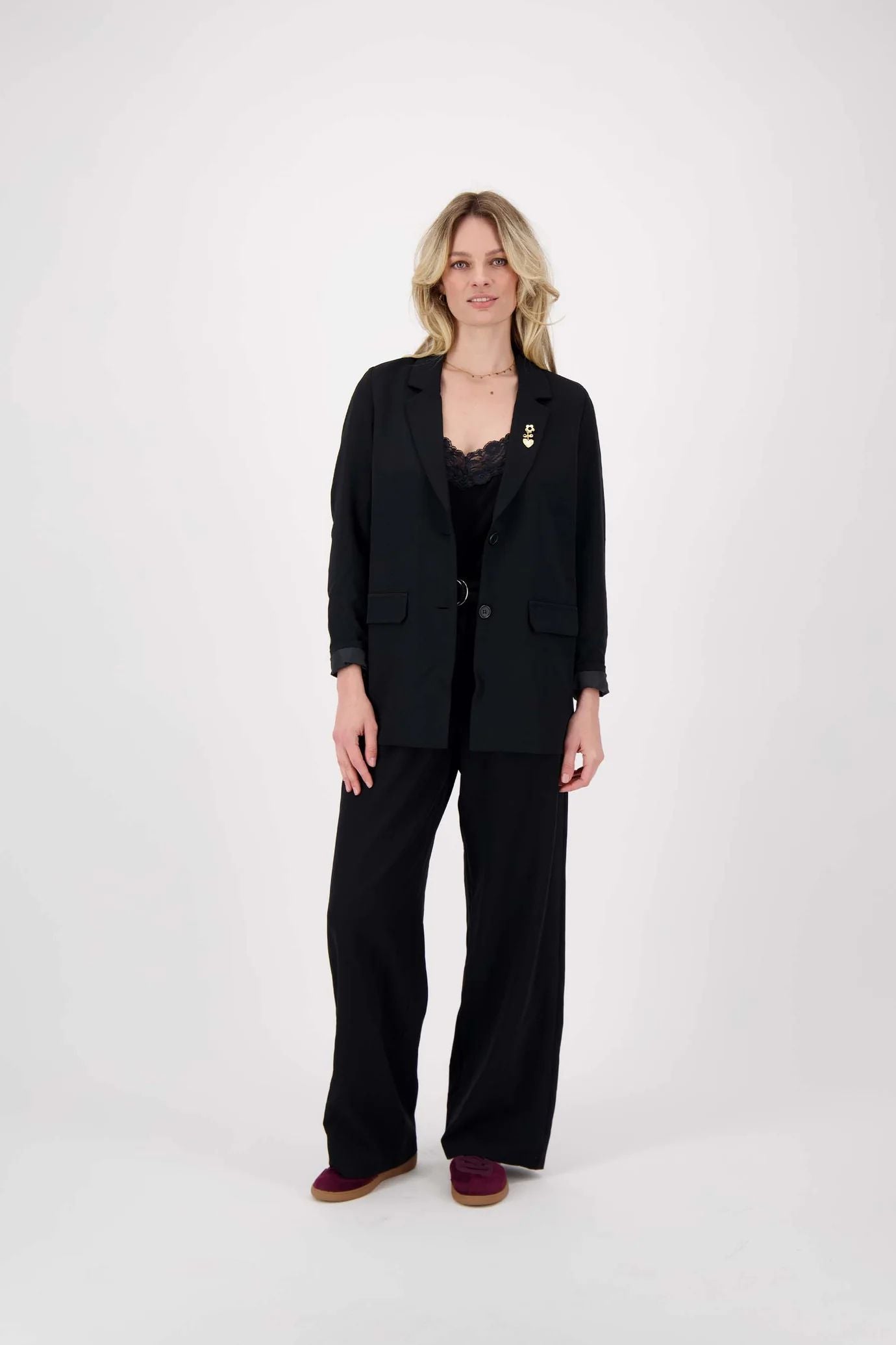 Wijde broek met ceintuur zwart