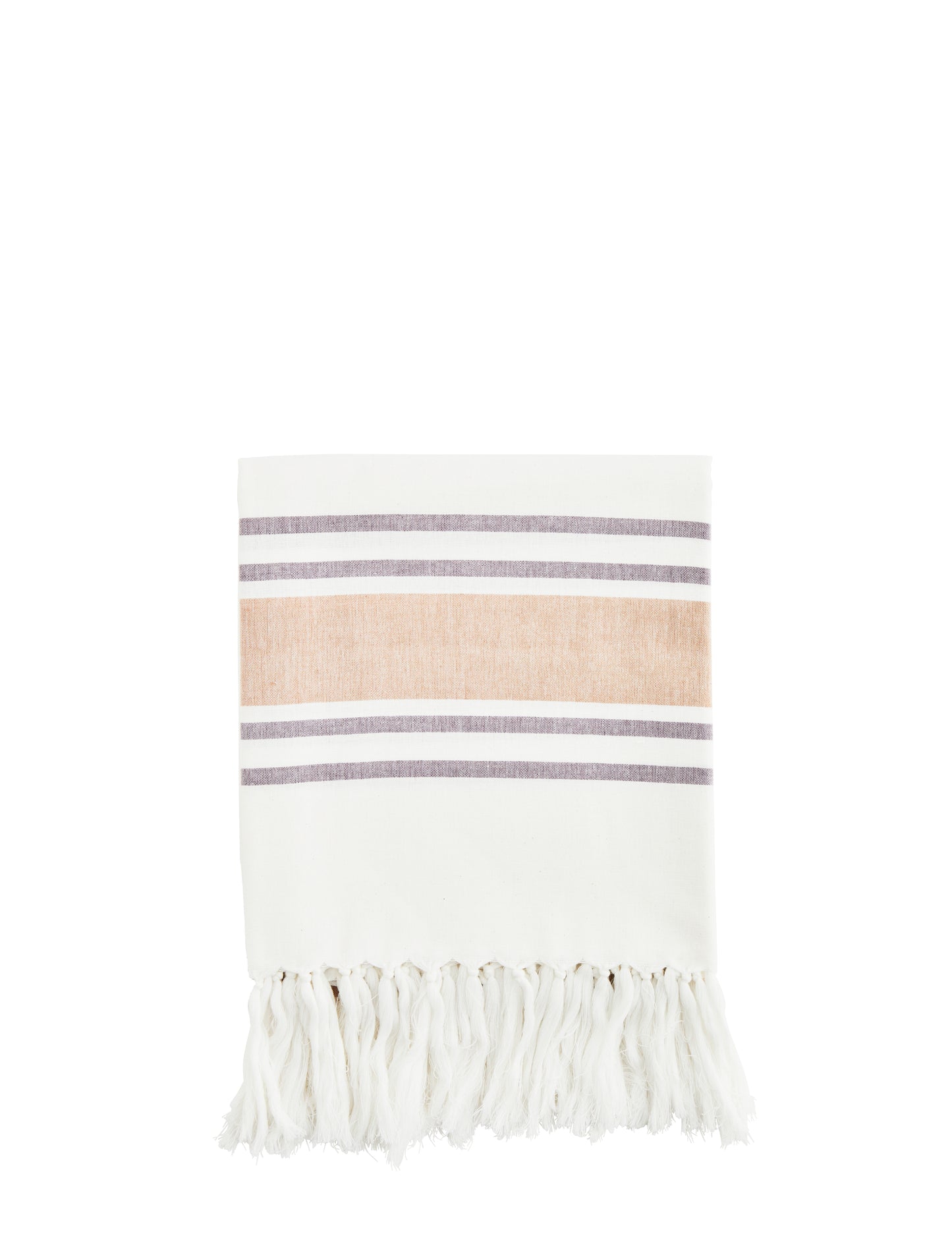 Madam Stoltz Striped hammam towel off white sandstone grape