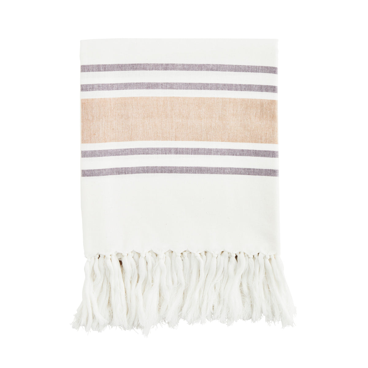 Madam Stoltz Striped hammam towel off white sandstone grape