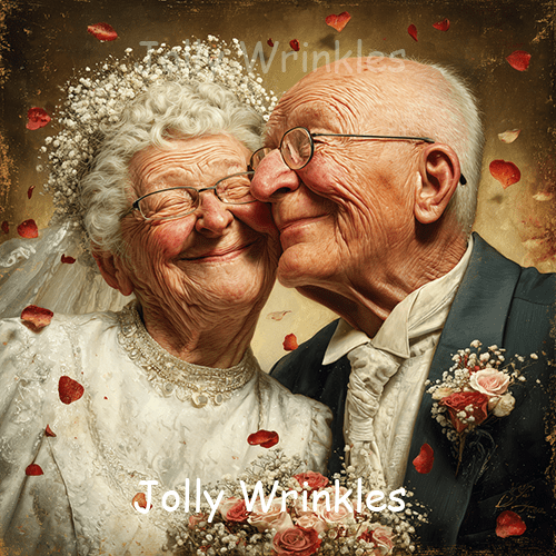 Jolly wrinkles wenskaart pas getrouwd