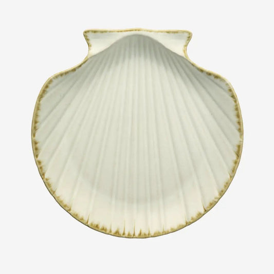 Madam stoltz stoneware sea shell tray White 1