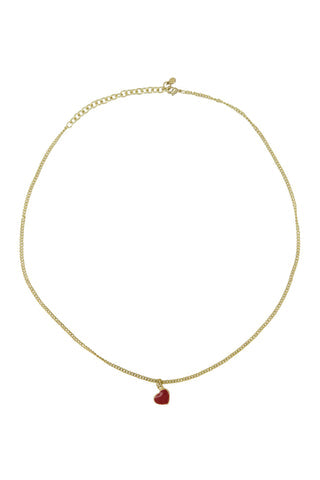 Rode hartjes ketting goud