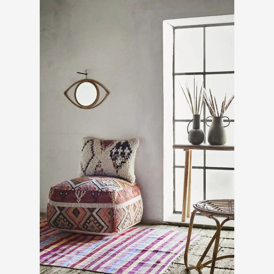 Madam stoltz handwoven pouf rasperry PRE ORDER EIND SEPTEMBER
