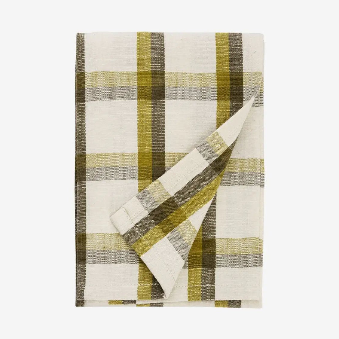 Madam stoltz checked kitchen towel khaki