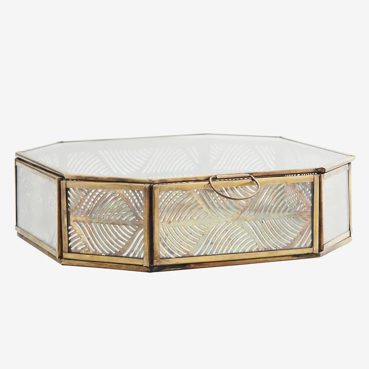 Madam Stoltz glass box w/ carved iron