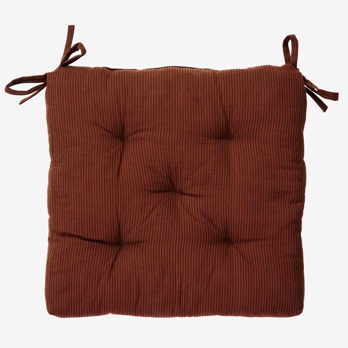 Madam stoltz striped cotton chair pad brick 45x45cm