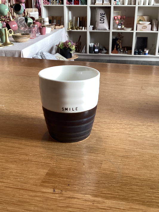 Koffiemok smile donkerblauw/wit