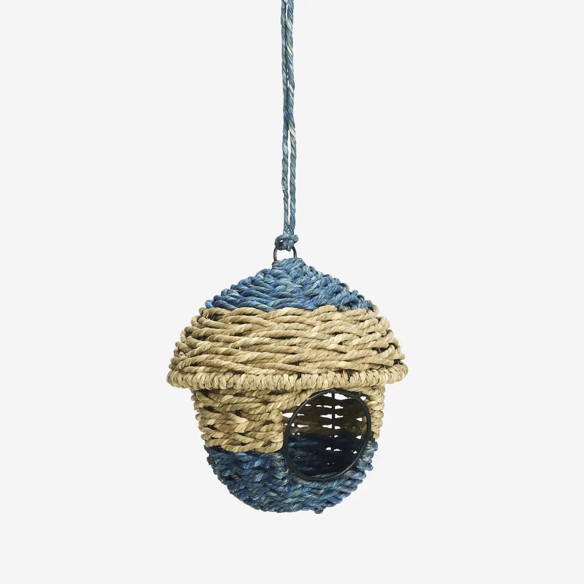 Madam stoltz Hanging bird house Natural blue