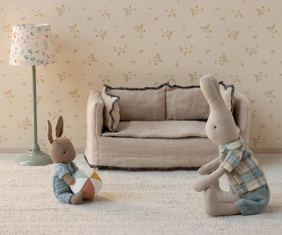 Maileg rabbit set micro brown blue