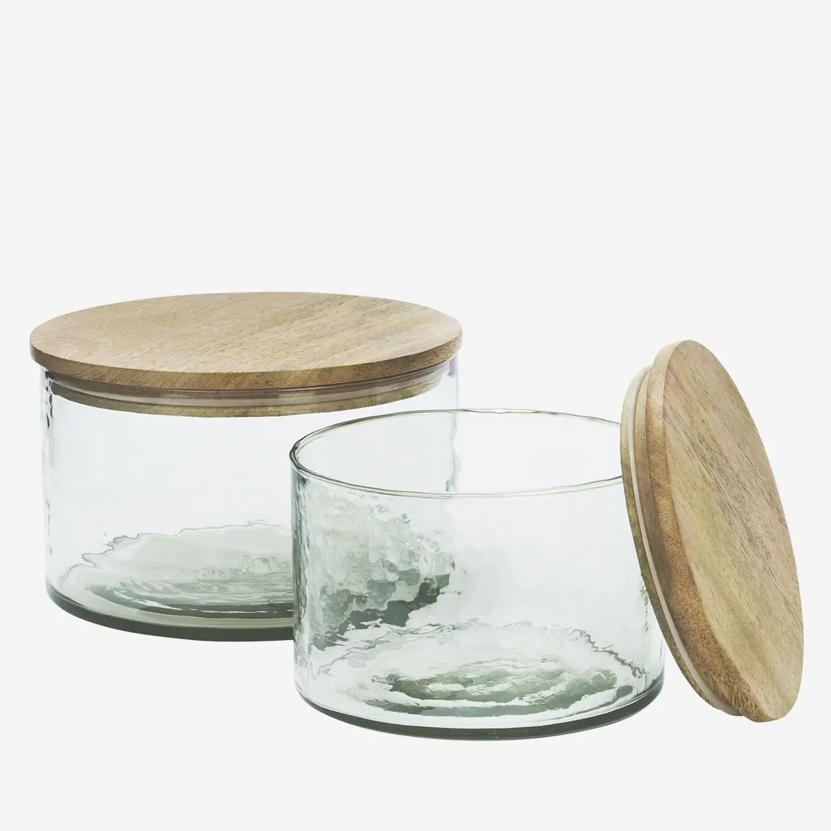 Madam stoltz glass jar w / wooden lid medium