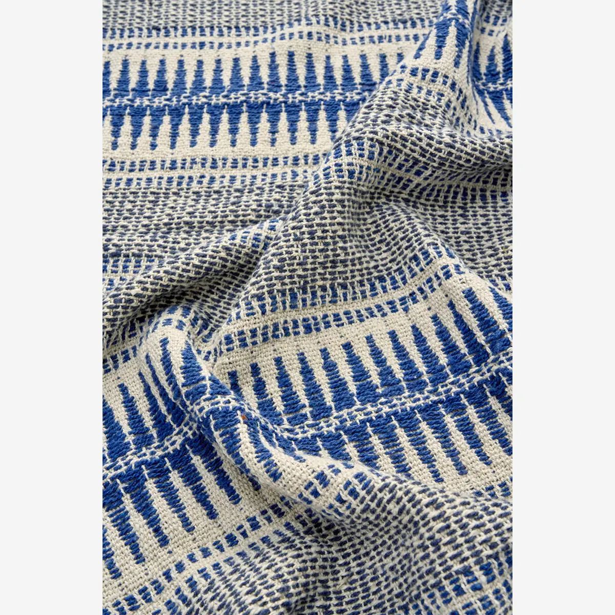 Madam stoltz recycled cotton throw blue white grey