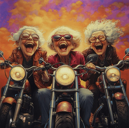 Jolly wrinkles wenskaart motordames