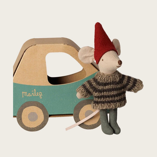 Maileg christmas mouse little brother in car box