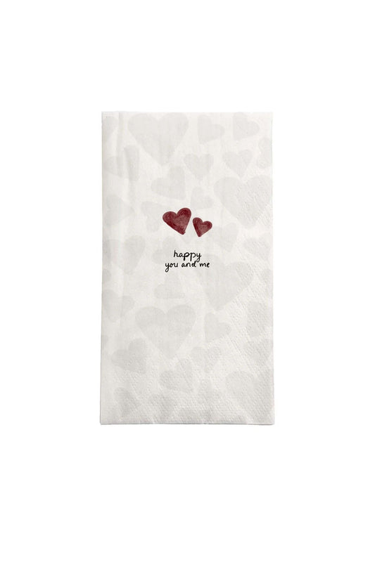 Zusss servetten rechthoek happy you and me wit/zwart/rood