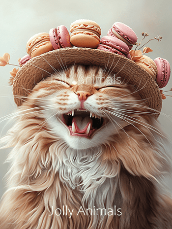 Jolly wrinkles ansichtkaart macaron kat