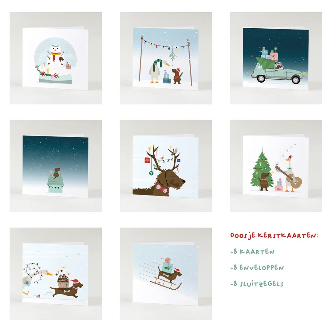 Frits kerstkaarten set van 8 kaarten