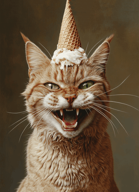 Jolly wrinkles ansichtkaart kat met ijsje