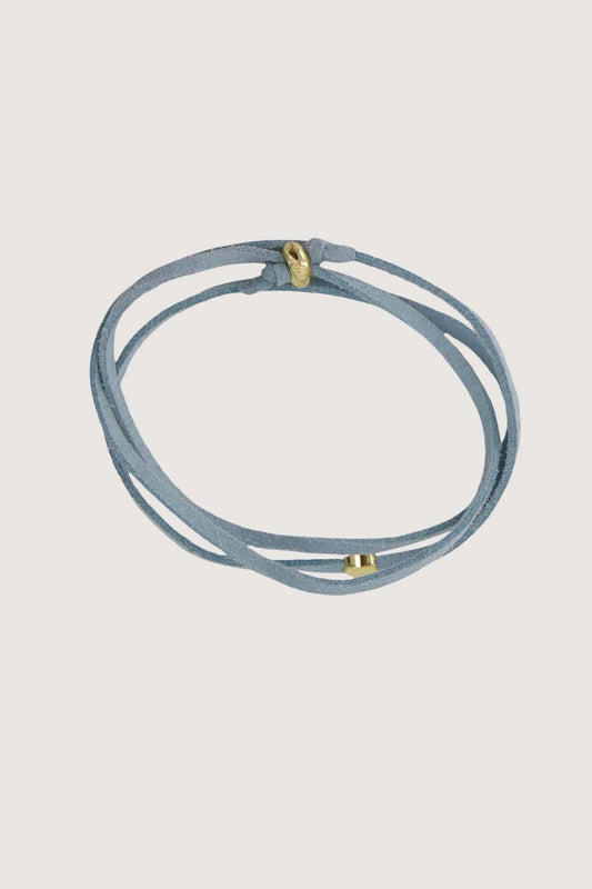 Zusss immitatie suede armband met hart Silver blue