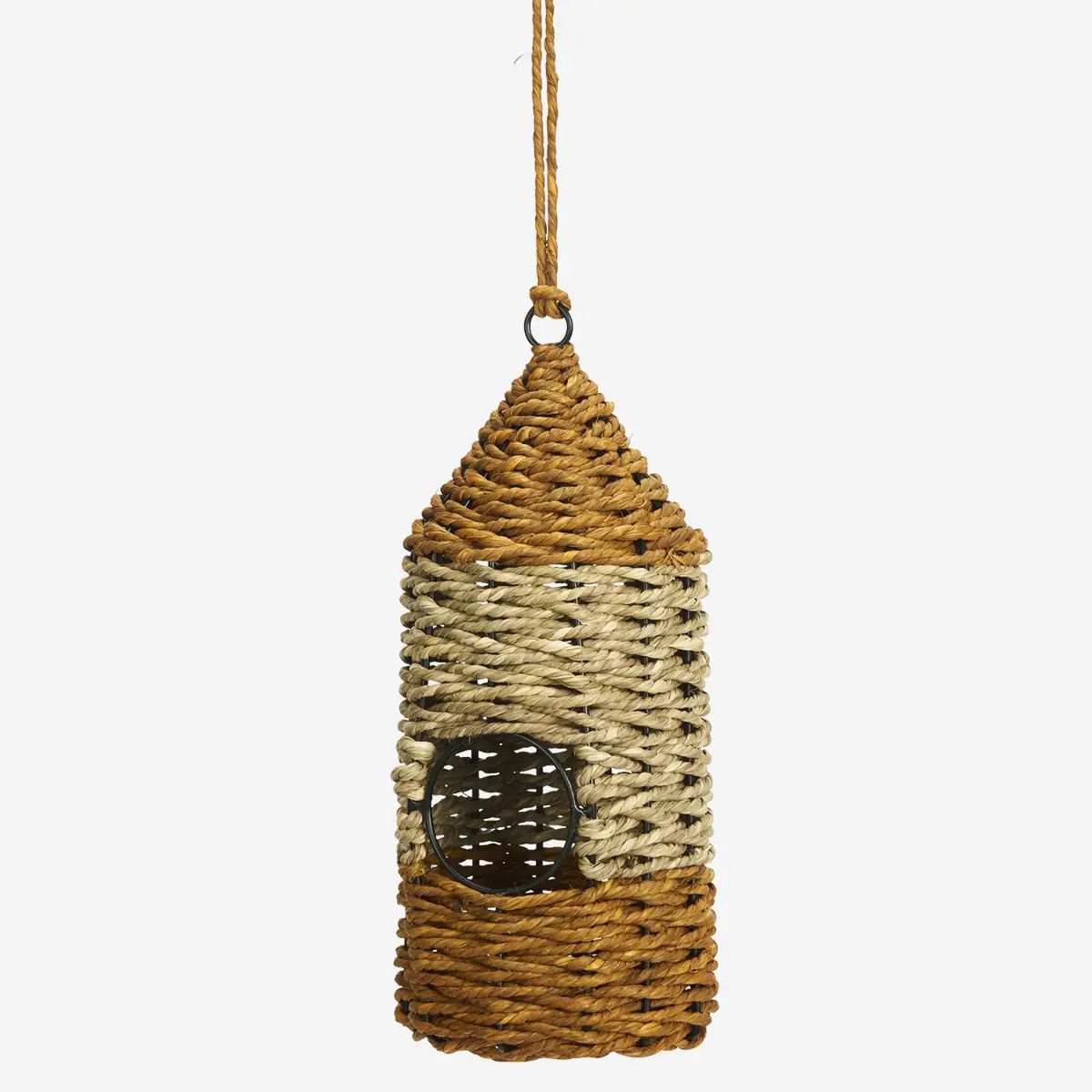 Madam stoltz Hanging bird house natural orange