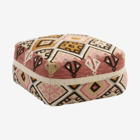 Madam stoltz handwoven pouf rasperry