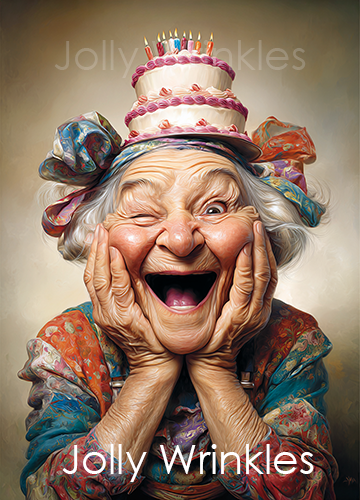 Jolly wrinkles ansichtkaart Oma is jarig