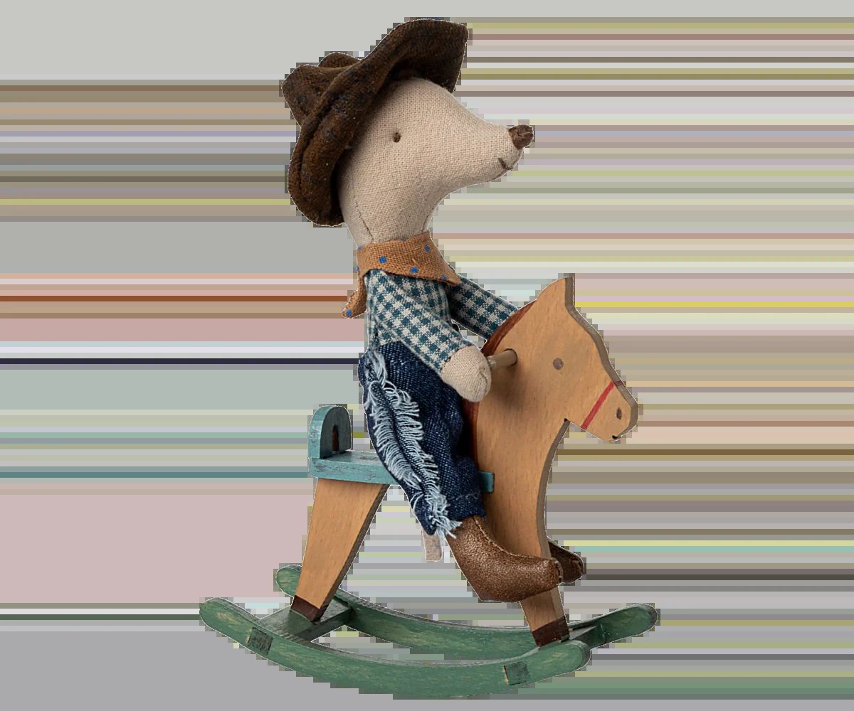 Maileg cowboy mouse in rocking house little brother