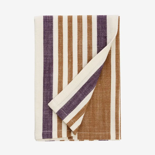 Madam stoltz striped kitchen towel caramel purple
