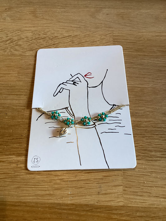 Zusss armband van kraal bloemen turquoise